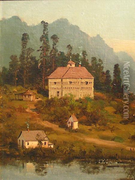 Sheridan's Blockhouse, Colorado River Oil Painting - Edward Hill