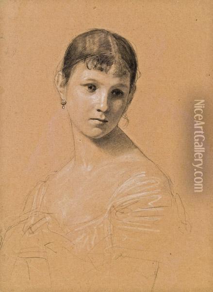 Portrat Der Schwester Hermine (laut Uberlieferung Der Besitzerin) Oil Painting - Gustav Klimt