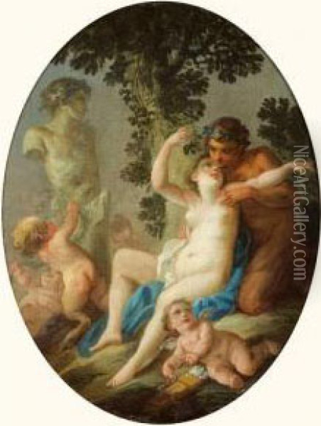 Bacchus Et Ariane
 Toile Ovale. Oil Painting - Jacques Philippe Caresme