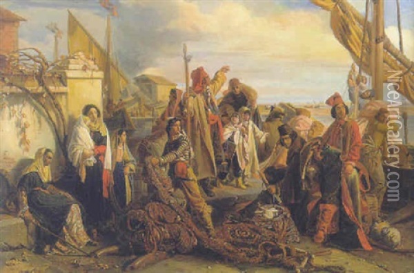 Le Depart Des Pecheurs De L'adriatique Oil Painting - Leopold-Louis Robert