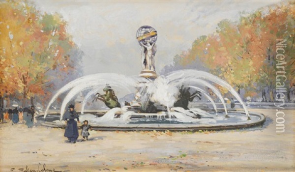 Le Jardin De L'observatoire Oil Painting - Eugene Galien-Laloue