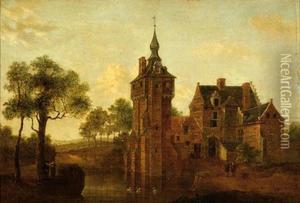 View Of A Castle Oil Painting - Hendrik Frans de Cort