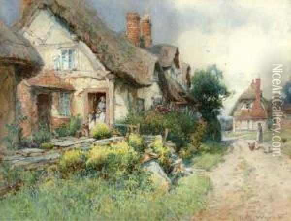 The Village Street Oil Painting - George Whyatt