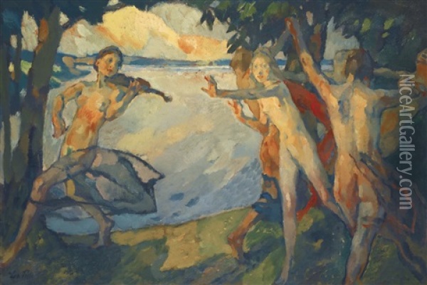 Reigen (the Dance) Oil Painting - Leo Putz