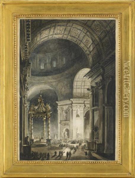 Illumination De La Croix De Saint-pierre A Rome Oil Painting - Louis Jean Desprez