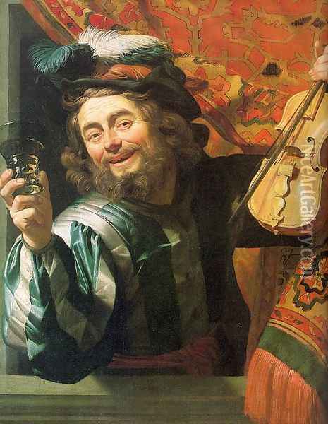 The Merry Fiddler 1623 Oil Painting - Gerrit Van Honthorst