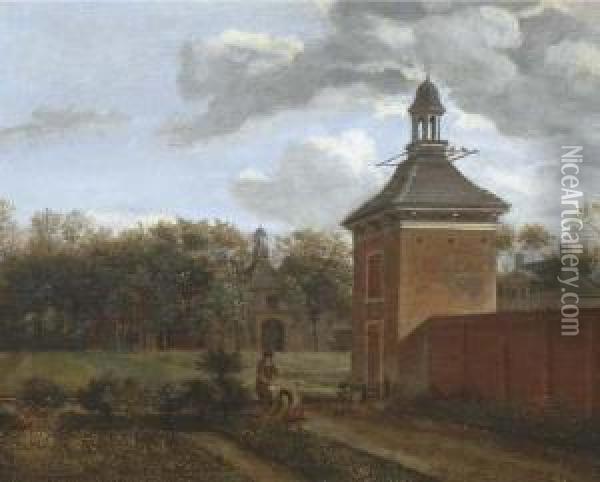 A Pavilion In The Garden Of Goudesteyn On The Vecht, Maarssen Oil Painting - Jan Van Der Heyden