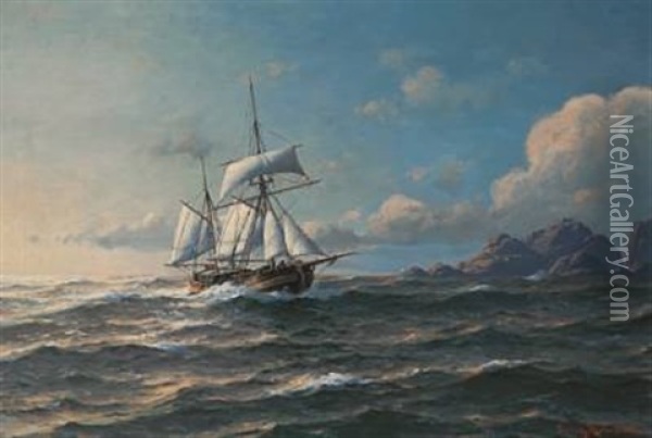 For Fulle Seil Oil Painting - Lauritz Haaland