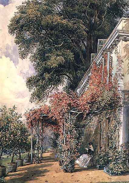Garden Front of Mr. Robert Vernon's House at Twickenham Oil Painting - John James Chalon