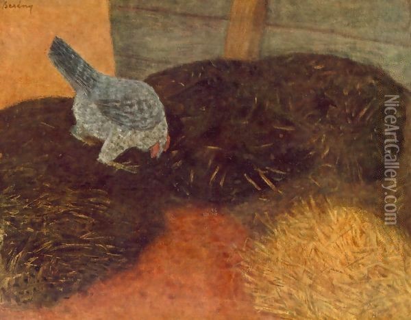Pecking Chicken 1933 Oil Painting - Paul Brill