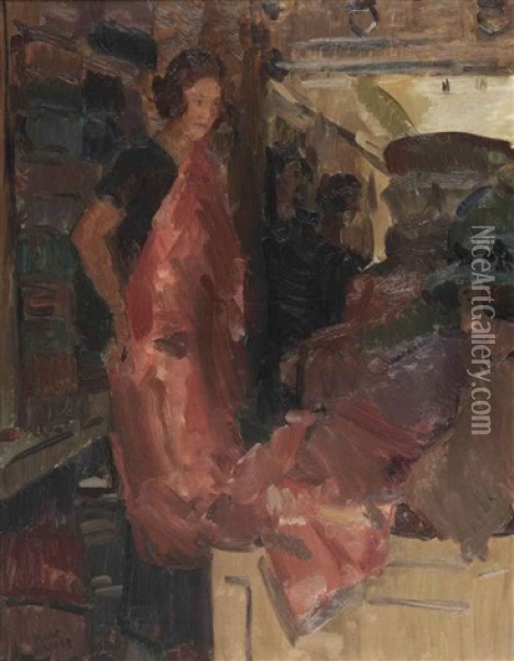 The Wijnman Fabric Store, The Hague Oil Painting - Isaac Israels