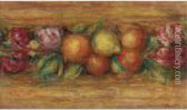 Panneau De Fruits Et Fleurs Oil Painting - Pierre Auguste Renoir