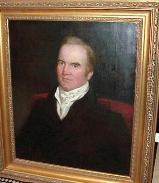 Portrait Of A Gentleman, Porported To Be Benjamin Hutchinson Oil Painting - Josepf Wright Of Derby