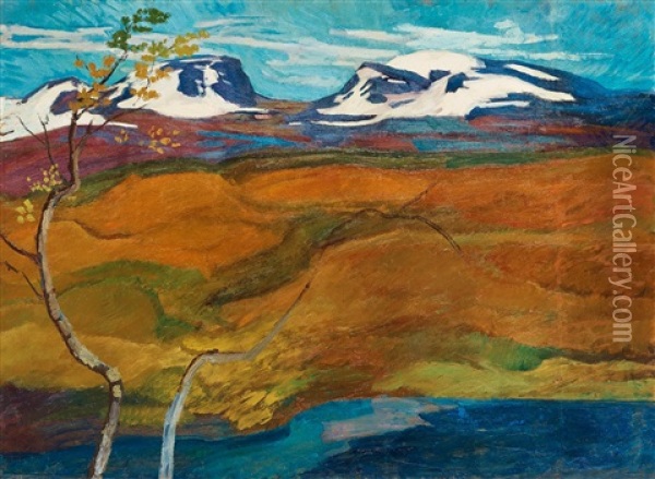 Lapporten (landscape From The North Of Sweden) Oil Painting - Helmer Osslund