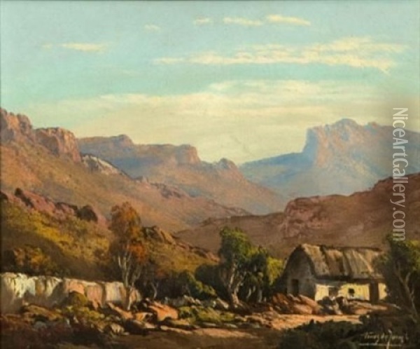 Cottage In The Valley Oil Painting - Tinus de Jongh
