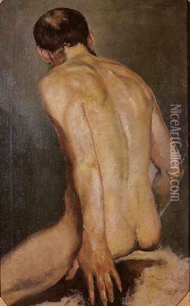 Nude Male Study Oil Painting - Jacek Malczewski