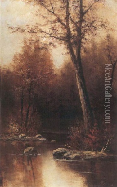A Fall Landscape With A Stream Oil Painting - Jervis McEntee