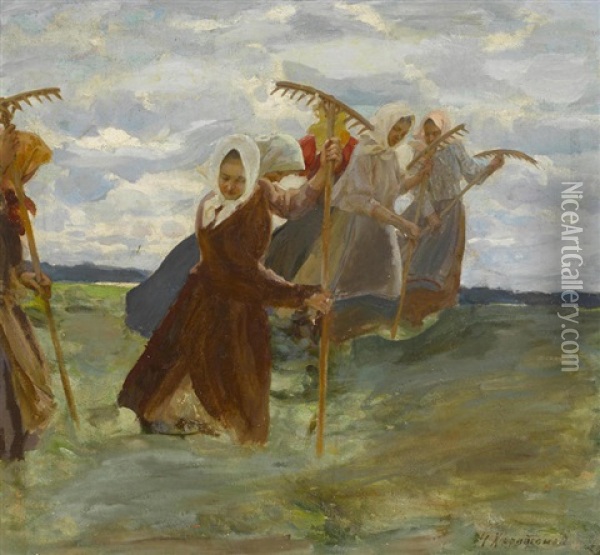 Summer Harvest Oil Painting - Nikolai Vasilievich Kharitonov