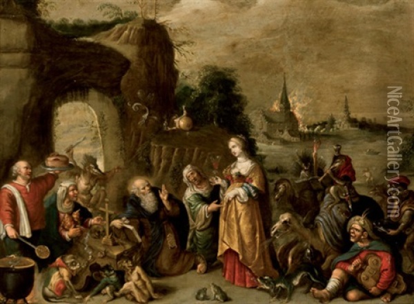 Tentaciones De San Antonio Oil Painting - Cornelis de Baellieur the Elder
