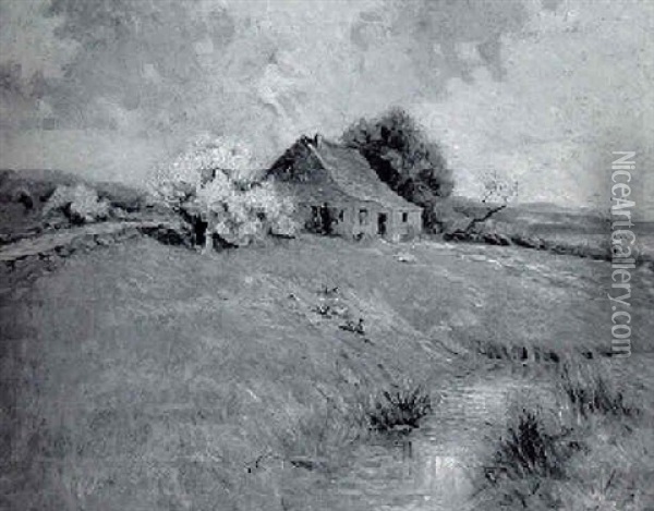 Cottage In A Hillside Landscape Oil Painting - Edward B. Gay