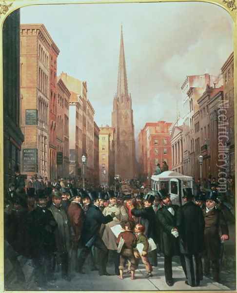 Wall Street, 13th October 1857 Oil Painting - James Harvey Cafferty