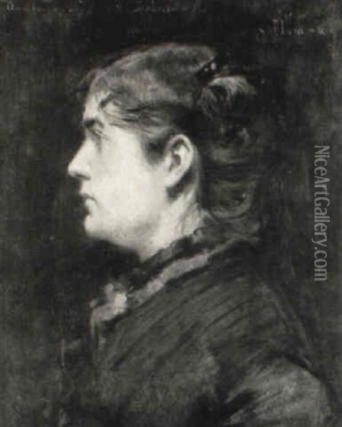 Portrait De Femme Oil Painting - Leopold Flameng