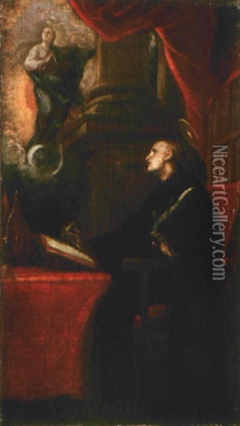 Aparicion De La Inmaculada Concepcion A San Ildefonso Oil Painting - Claudio Coello