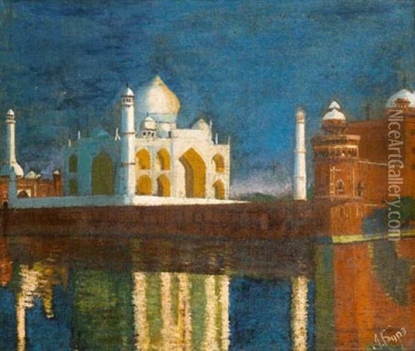Tadj Mahal Oil Painting - Leonard Leonardovic Bure