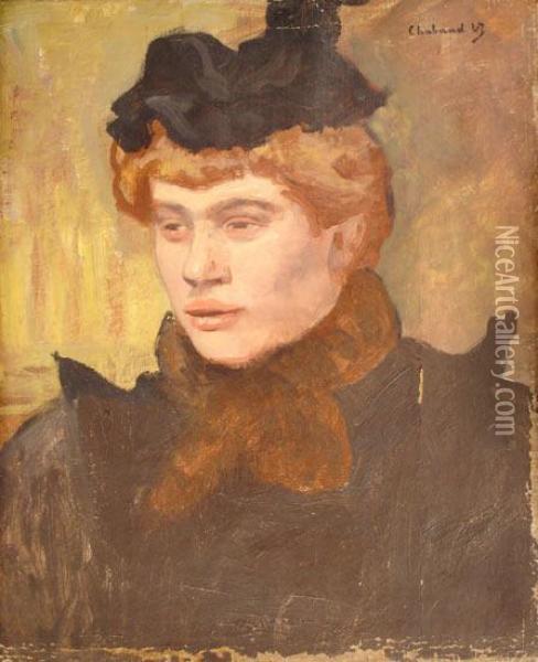 Portrait De Femme Au Chapeau Et Au Col De Fourrure Oil Painting - Raymond De Chabaud La Tour