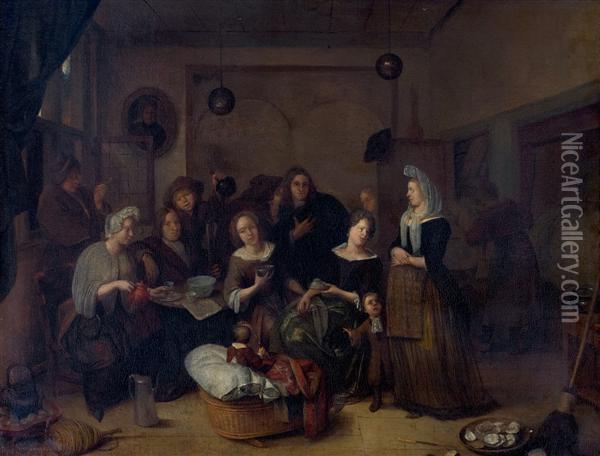 Reunion Familiale Dans Un Interieur Hollandais Oil Painting - Richard Brakenburgh