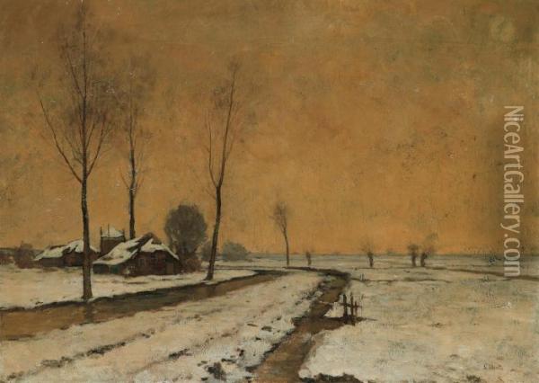 Vinterlandskap Med Gard Oil Painting - Ludwig Munthe