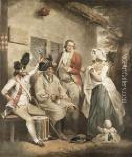 Morland 
The Recruiting Officer Oil Painting - George Morland
