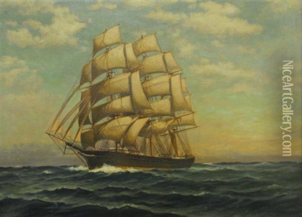 Clipper Ship Oil Painting - C. Myron Clark