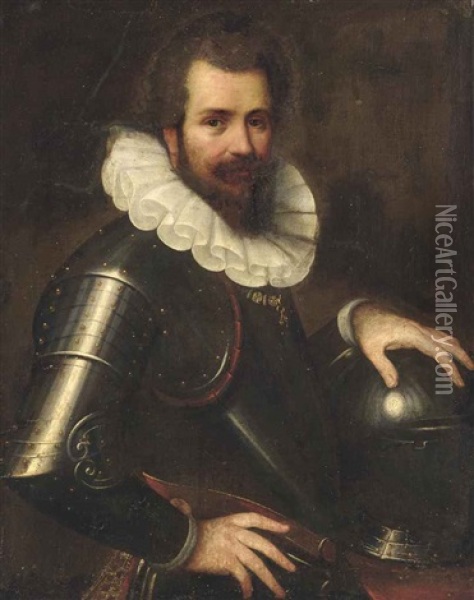 Portrait Of Ranuccio Farnese, Half-length, In Armour Oil Painting - Cesare Aretusi