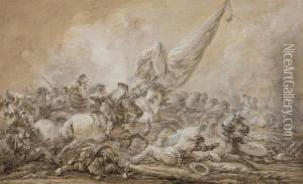 A Battle Scene Oil Painting - Francesco Giuseppe Casanova