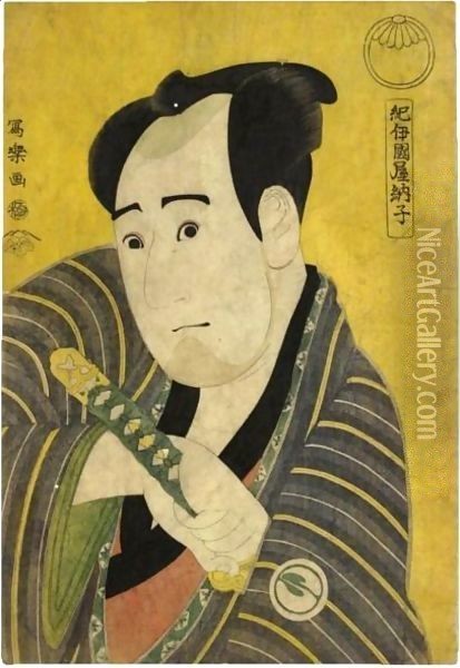 Sawamura Sojuro III As Kujaku Saburo Oil Painting - Toshusai Sharaku