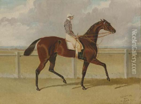 Chorister, With Jockey Up, At Six Mile Bottom Oil Painting - John Frederick Herring Snr
