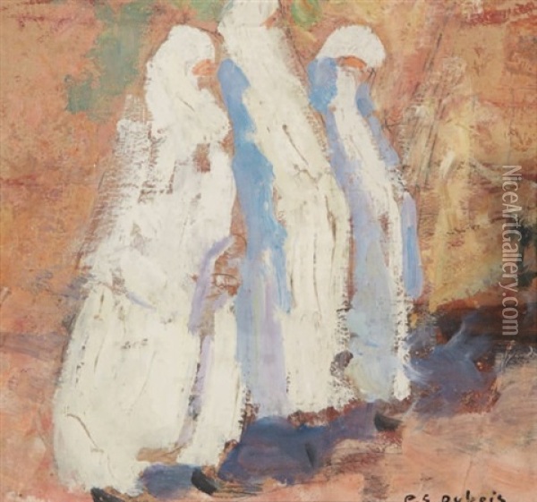 Trois Femmes En Blanc Three Women Dressed In White Oil Painting - Paul Emile Dubois