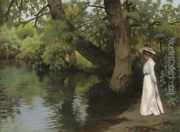 Beneath The Willows Oil Painting - Alfred Henry Dyer
