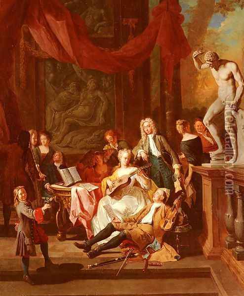 A Musical Assembly Oil Painting - Pieter Angellis