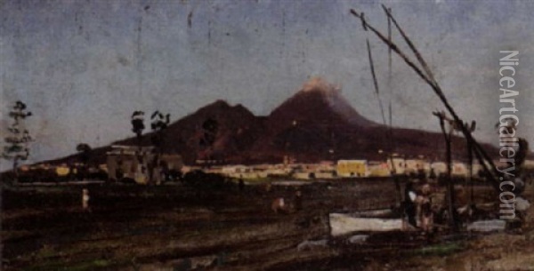 A View Of The Vesuvius Oil Painting - Ascan Lutteroth