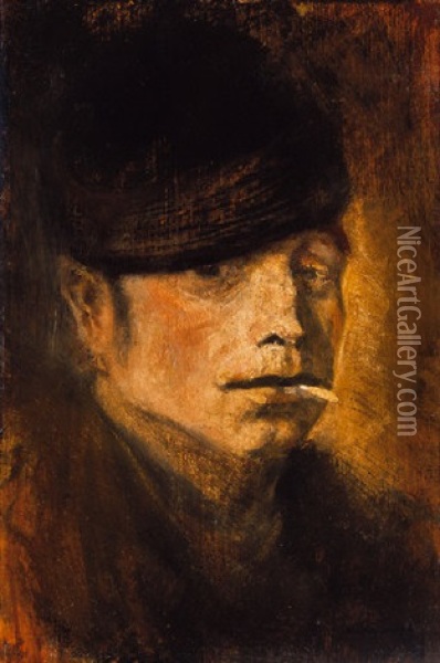 Kalapos Fiu (boy In A Hat) Oil Painting - Laszlo Mednyanszky