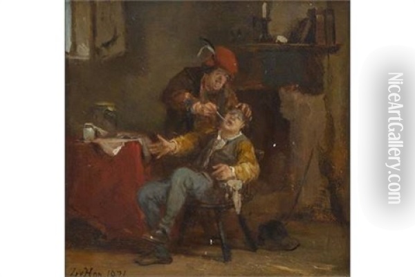 Beim Bader Oil Painting - Louis (Ludwig) von Hagn