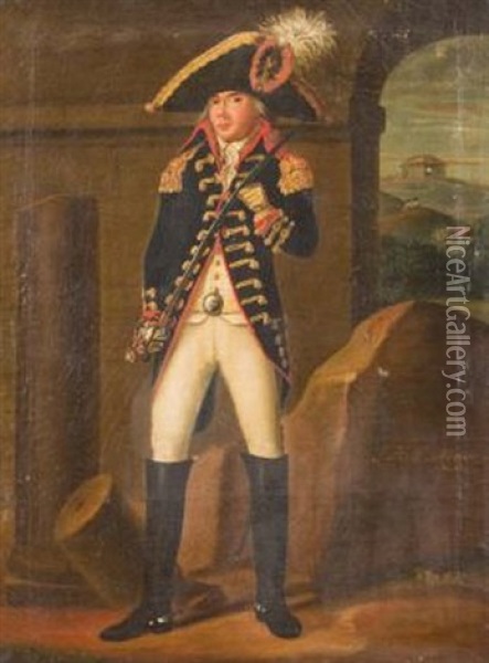 F.h.l. Meijer. Portrait Als Junger Soldat Oil Painting - Johann Guenther Bornemann
