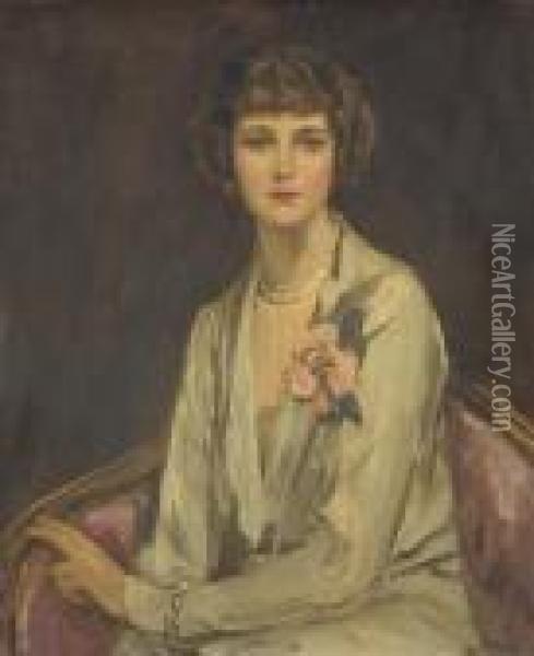 Portrait Of Miss Mary Elizabeth Hayward Oil Painting - John Lavery