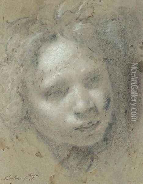 Head of a child, looking down to the right Oil Painting - Carlo Francesco Nuvolone