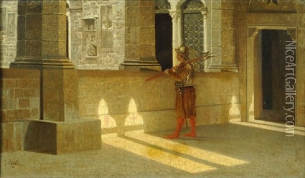 Armigero In Bargello Oil Painting - Giuseppe Abbati