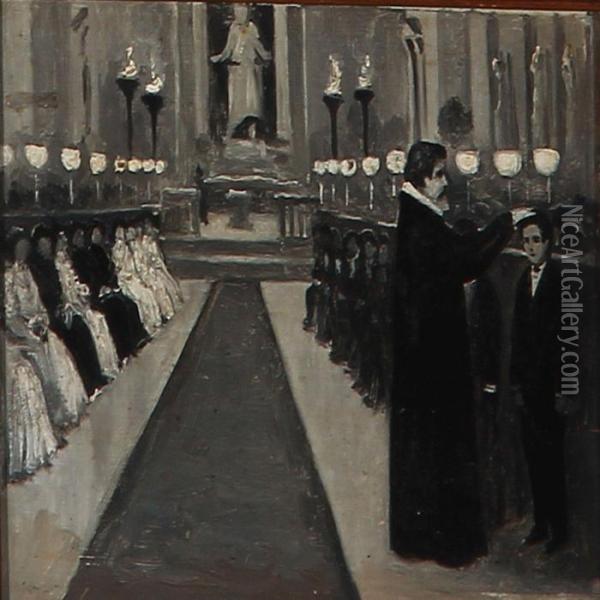 Confirmation In The Church Of Our Lady, Copenhagen Oil Painting - Paul-Gustave Fischer