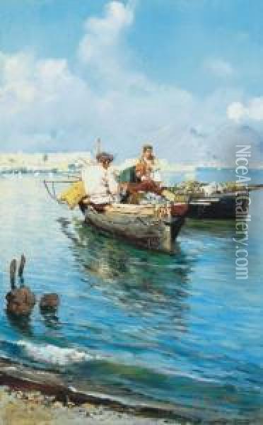 Fishermen Oil Painting - Giuseppe Giardiello