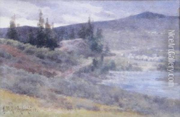 On The Grand River, Colorado, Usa. Oil Painting - Georgina M. Steple De L'Aubiniere